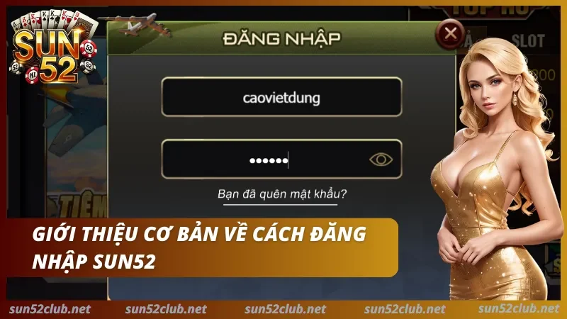 Giao diện đăng nhập Sun52 trên web và app di động