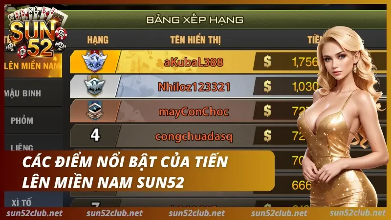 Sảnh tiến lên miền nam Sun52 sắc nét